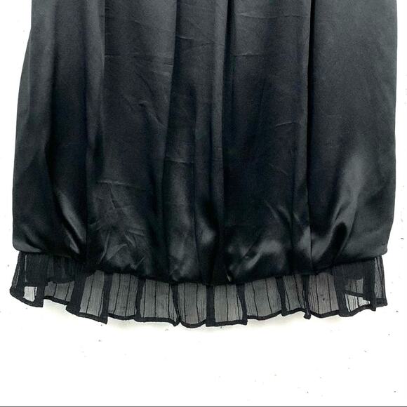 Armani Exchange Silk Empire Waist Ruffle Hem Mini Dress Black Size 8 - Picture 8 of 10